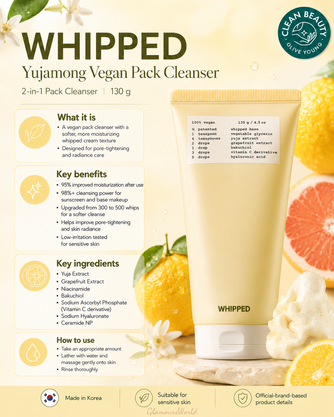 WHIPPED Yujamong Vegan Pack Cleanser 130g